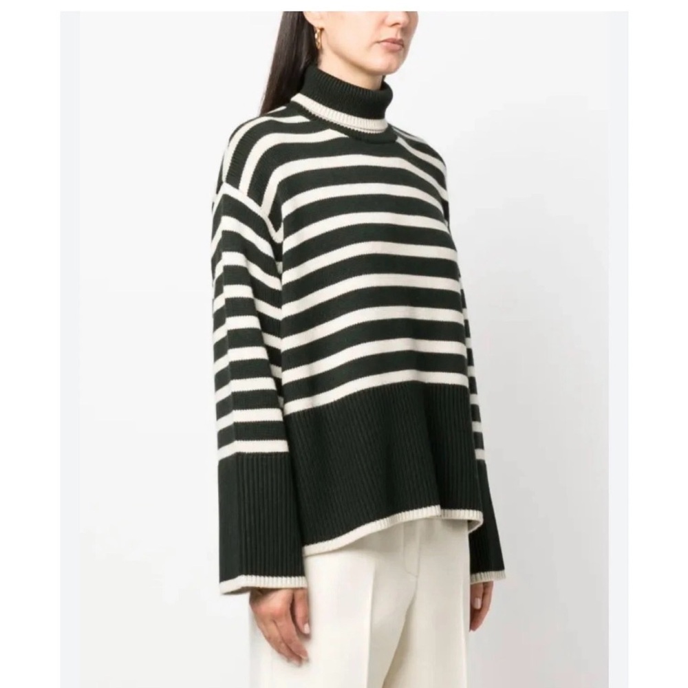 TOTEM ladies Green Ivory Wool Turtleneck Sweater-XS-EUC